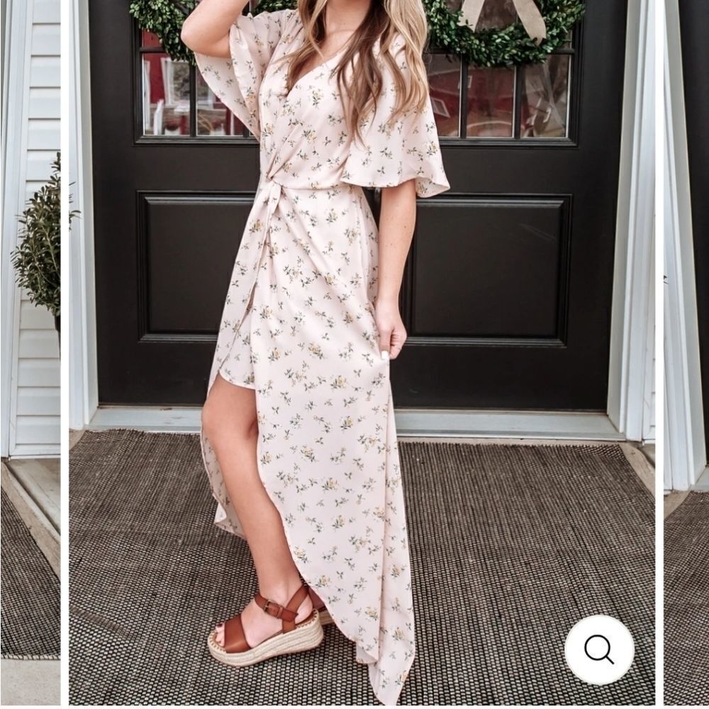 BaeVely LIGHT PINK FLORAL PRINT HIGH-LOW DRESS